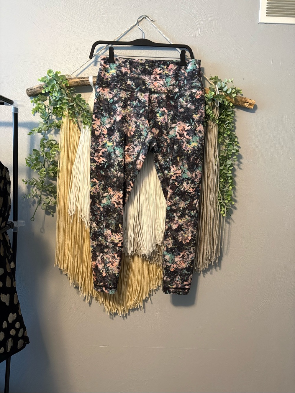 lululemon athletica Black Floral & Pink High-Rise Leggings